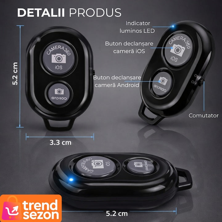 Telecomandă Selfie Bluetooth Ușor de Folosit — Capturează Momente Unice 📸✨ Imagine secundară a produsului