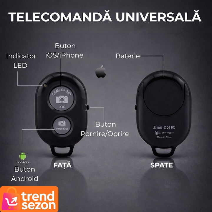 Telecomandă Selfie Bluetooth Ușor de Folosit — Capturează Momente Unice 📸✨