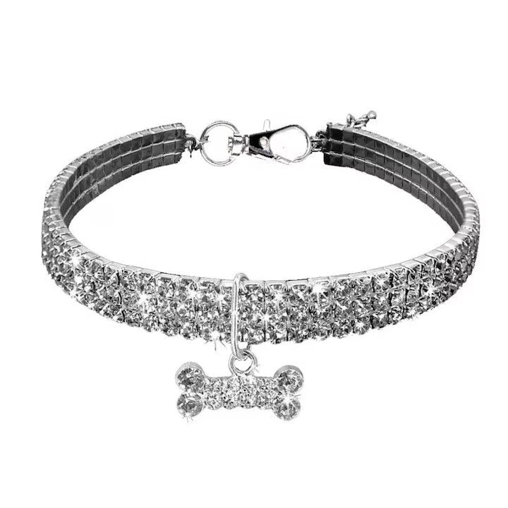 Zgarda Elegantă pentru Câini de Talie Mică cu Cristale Strălucitoare — Stil Rafinament 🐶✨ Imagine principală a produsului