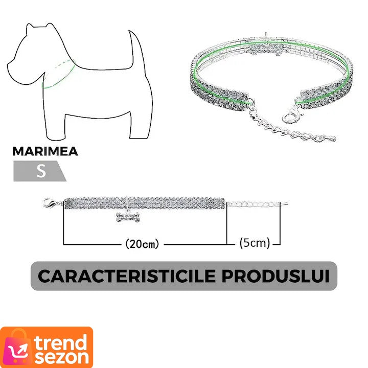 Zgarda Elegantă pentru Câini de Talie Mică cu Cristale Strălucitoare — Stil Rafinament 🐶✨