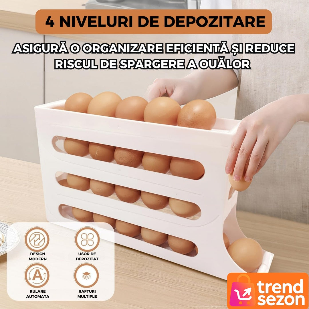 Suport Organizator pentru Oua cu Rulare Automată — Economisește Spațiu în Frigider 🥚✨ Imagine secundară a produsului