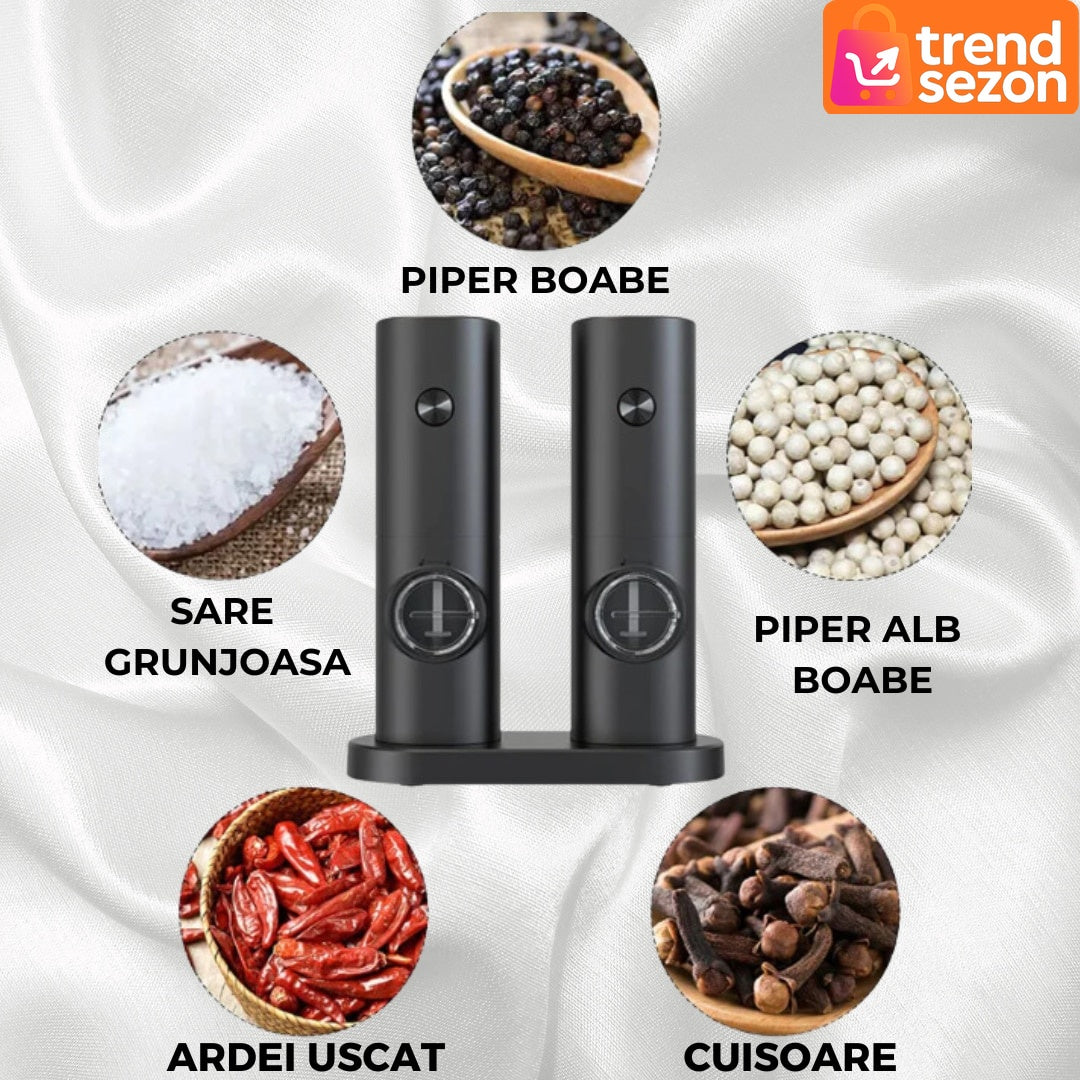 Set 2 Rasnite Electrice Reincarcabile pentru Sare și Piper — Gata de Acțiune! 🌶️✨ Imagine secundară a produsului