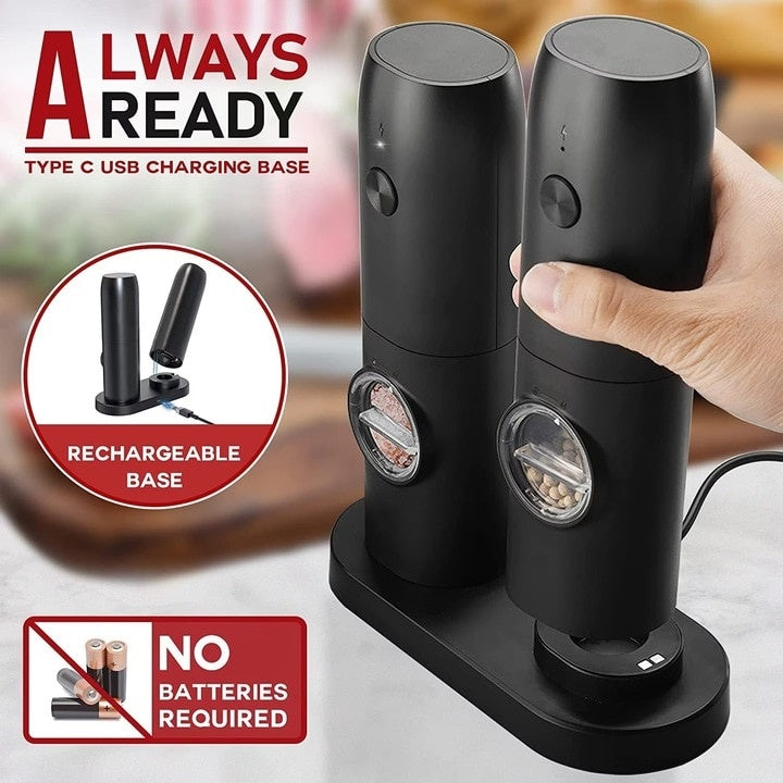 Set 2 Rasnite Electrice Reincarcabile pentru Sare și Piper — Gata de Acțiune! 🌶️✨