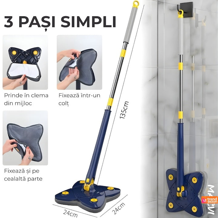 Mop cu Cap Stea 360° Telescopic — Curățare Rapidă și Eficientă! 🧼✨