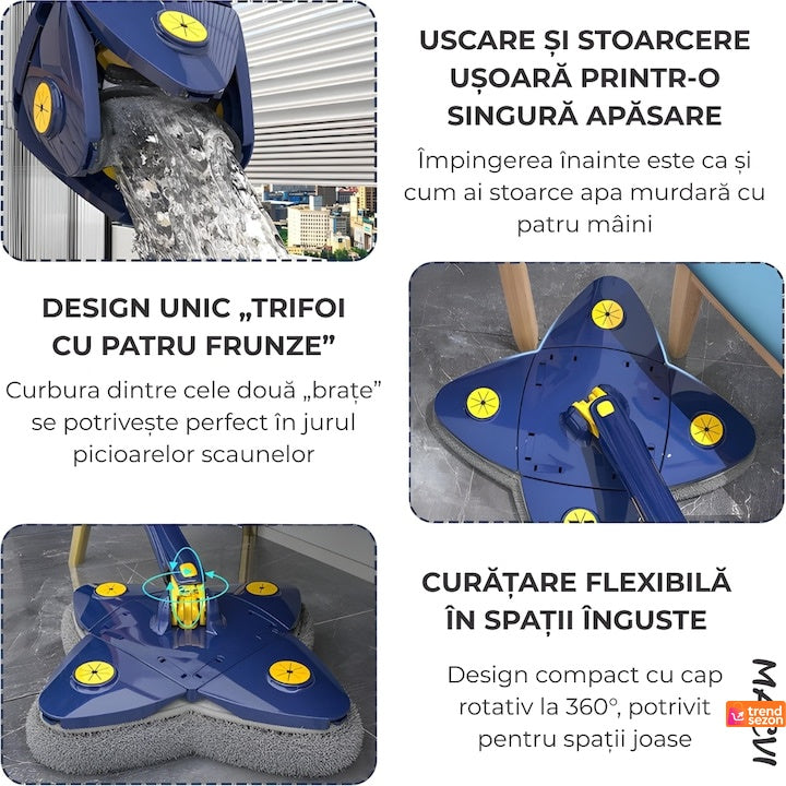 Mop cu Cap Stea 360° Telescopic — Curățare Rapidă și Eficientă! 🧼✨