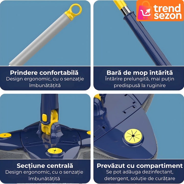 Mop cu Cap Stea 360° Telescopic — Curățare Rapidă și Eficientă! 🧼✨