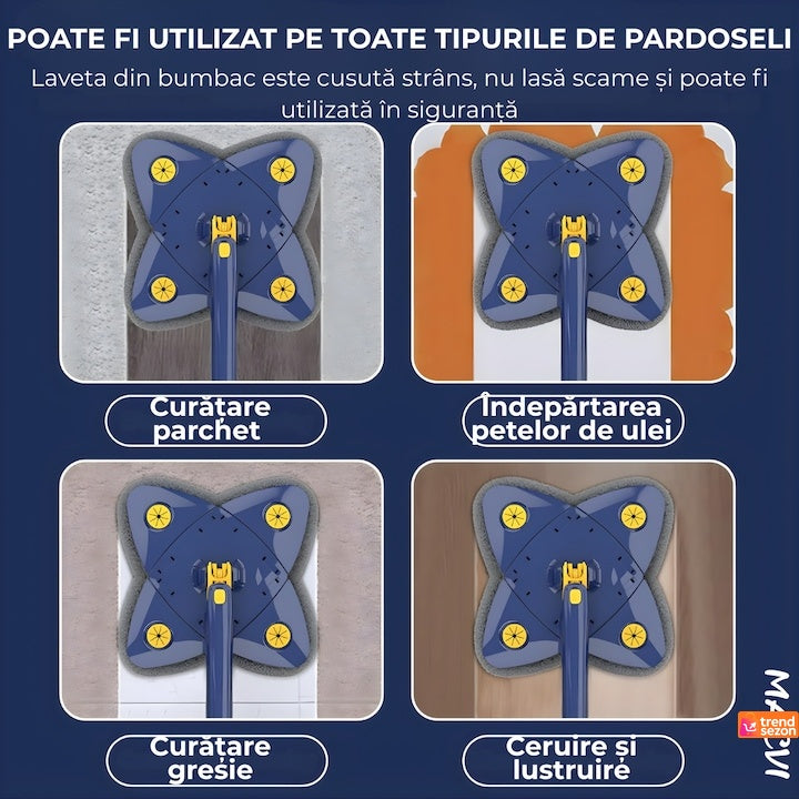 Mop cu Cap Stea 360° Telescopic — Curățare Rapidă și Eficientă! 🧼✨