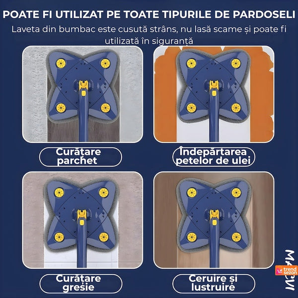 Mop cu Cap Stea 360° Telescopic — Curățare Rapidă și Eficientă! 🧼✨