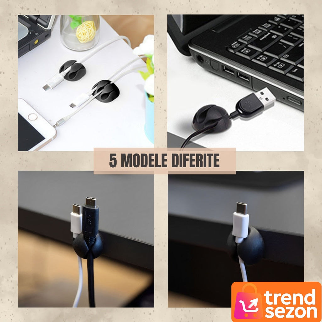 Set Organizare Cabluri Autoadeziv 10 Bucăți — Spațiu Ordonăt Rapid ⚡️📏