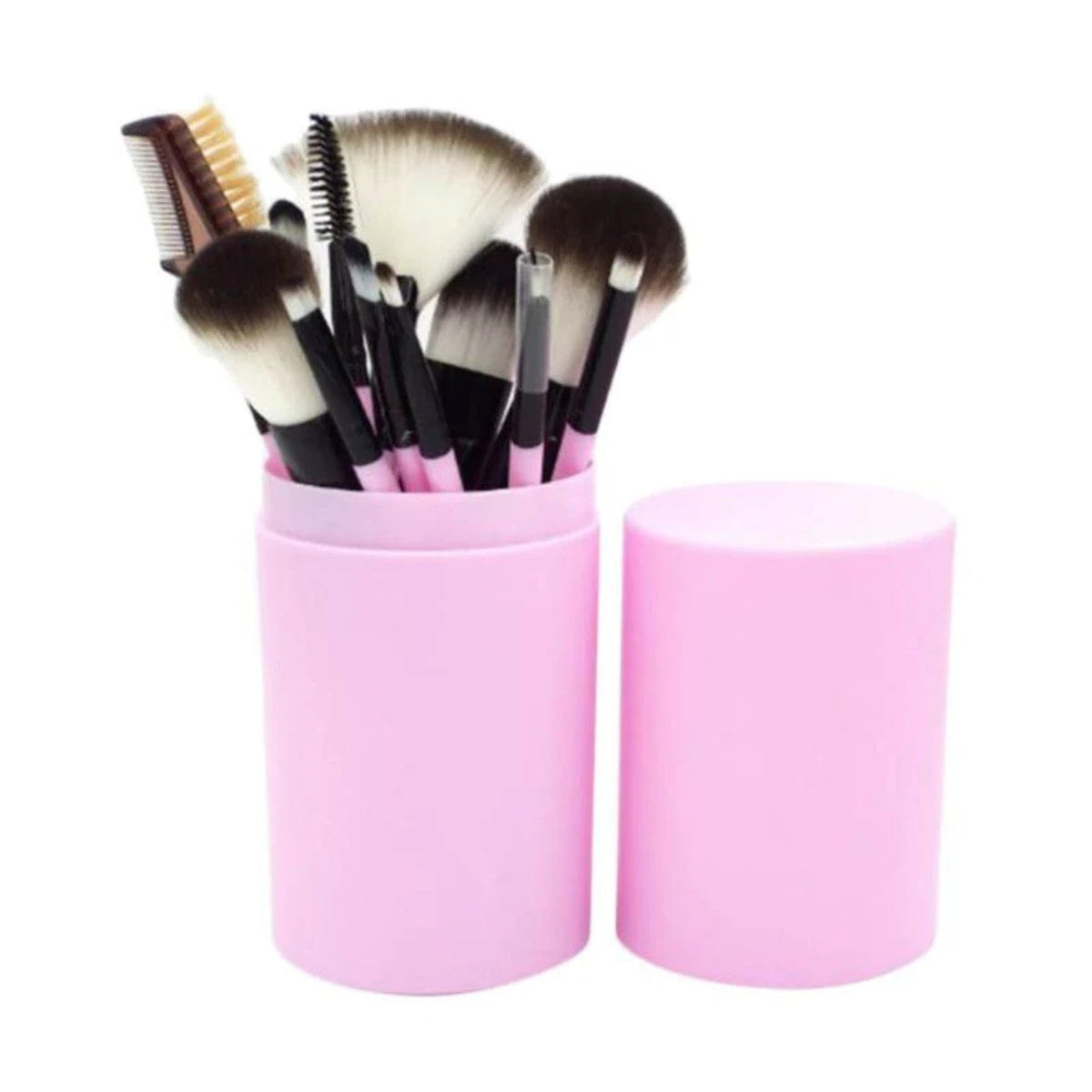 Set 12 Pensule Machiaj cu Cutie Elegantă Roz — Perfecte pentru Un Makeup Impecabil 🌸💄 Imagine principală a produsului