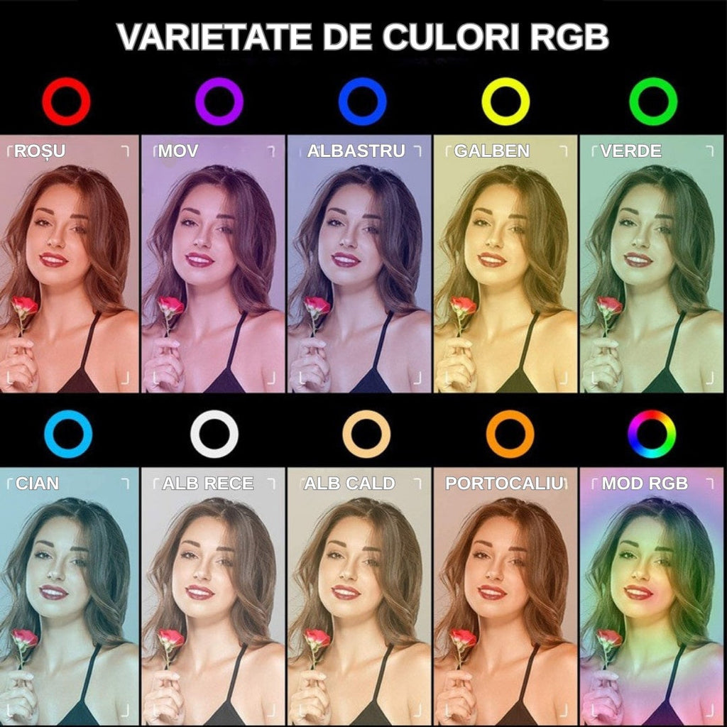 Lampa Circulară RGB LED 26 cm — Iluminare Perfectă pentru Creatori 📸✨