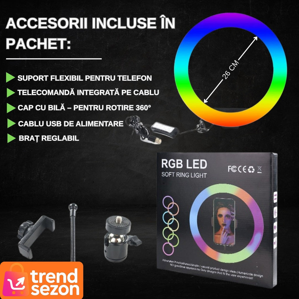 Lampa Circulară RGB LED 26 cm — Iluminare Perfectă pentru Creatori 📸✨