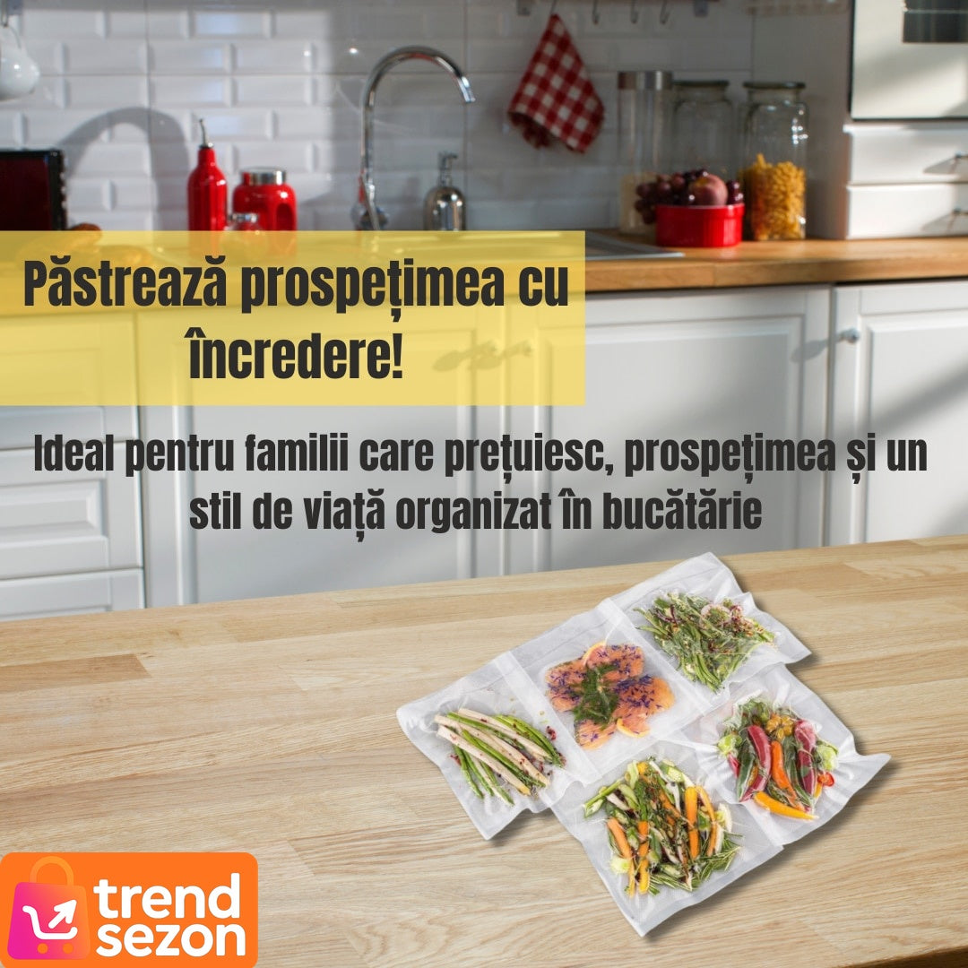 Set Pungi Vidat 20x30 cm, 100 Buc — Etanșare Perfectă pentru Alimente 🍖✨