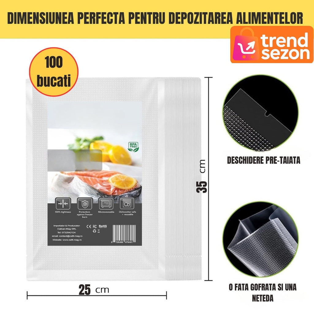 Set Pungi Vidat 25x35 cm, 100 Bucăți — Etanșare Superioară! 🥦💪