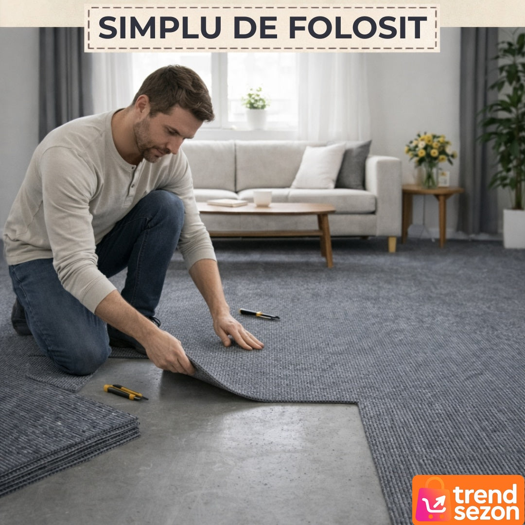 Mocheta Autoadezivă 60x60 cm Gri Modern — Confort pe Scări și în Cameră 🏡✨ Imagine secundară a produsului